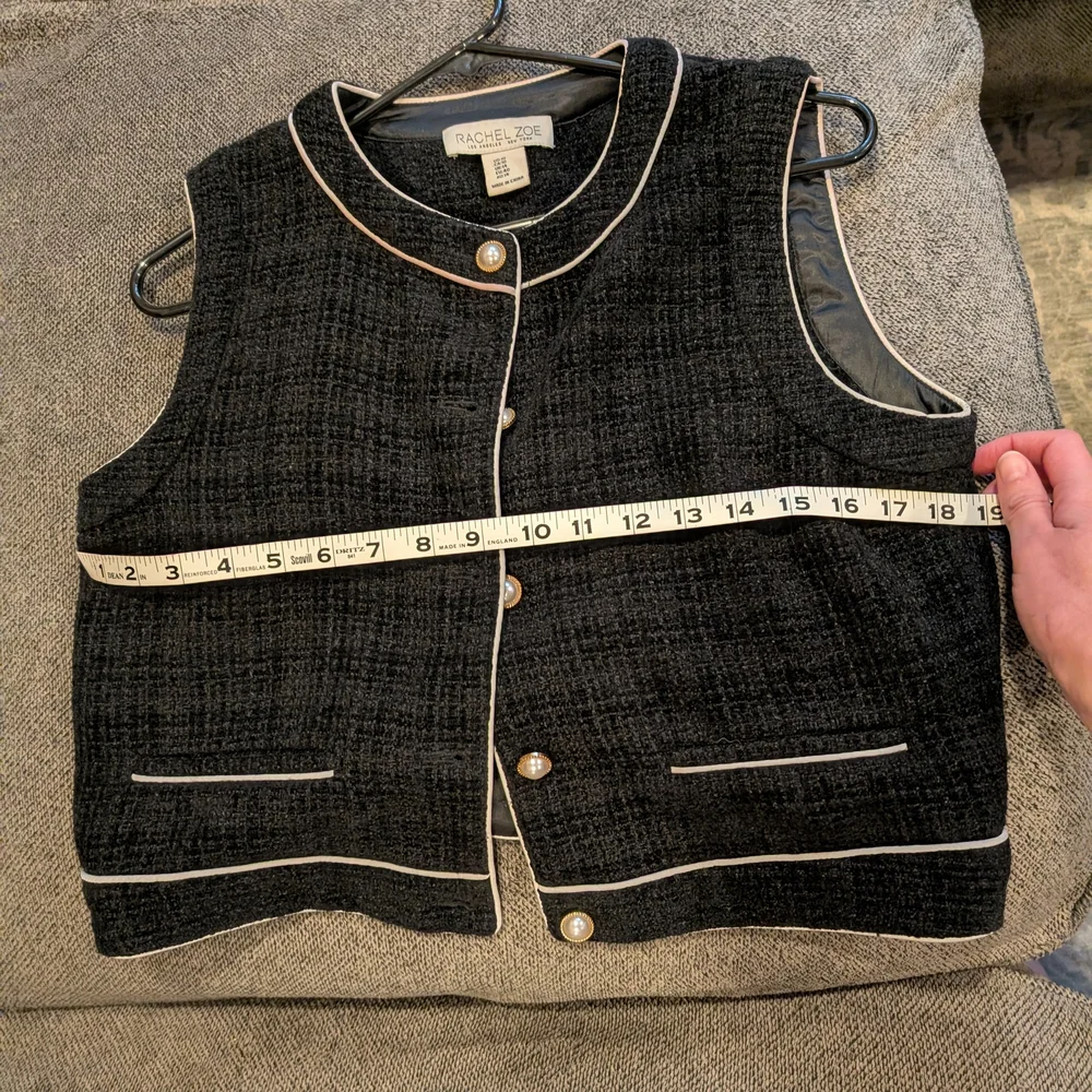 Rachel Zoe Black Textured Vest with White Piping - Picture 6 of 6